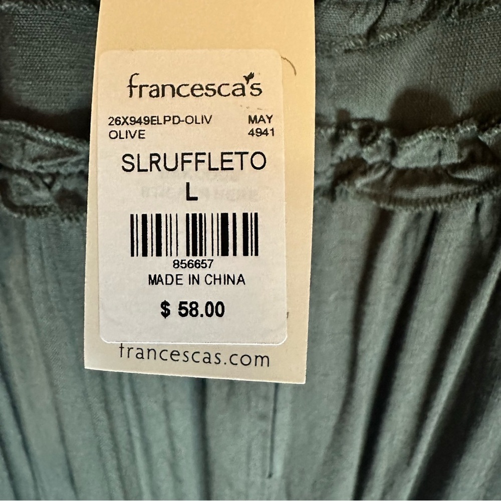 Francesca's Collections Sage Green Jumpsuit wide leg large - Picture 9 of 14